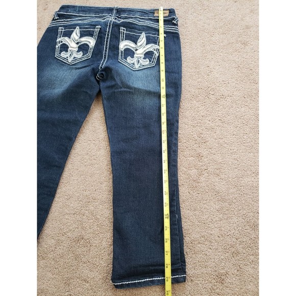 Reign Blue Denim Embroidered Cropped Jeans Pants Nina Women's Sz 5 - Picture 12 of 13